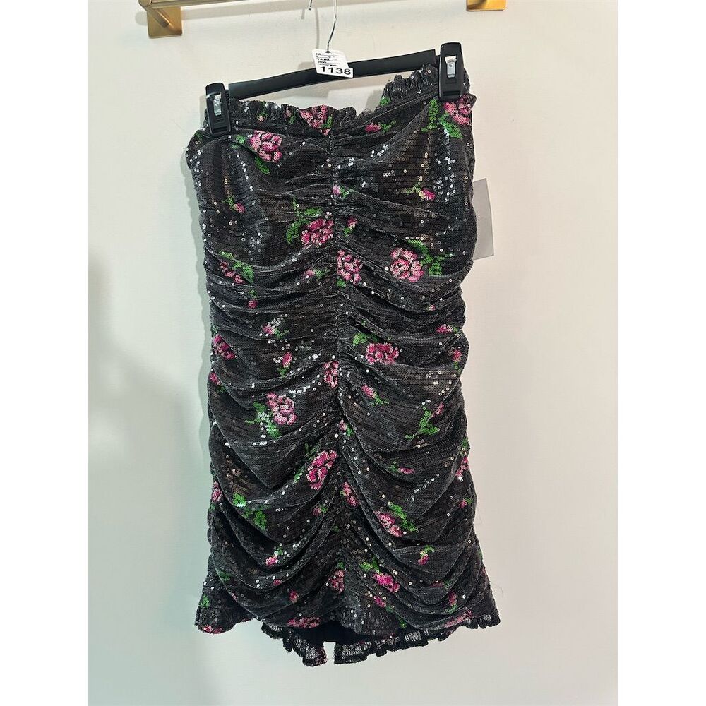 For Love & Lemons every rose   Strapless Sequin Mini Dress Black Size M - Picture 2 of 7